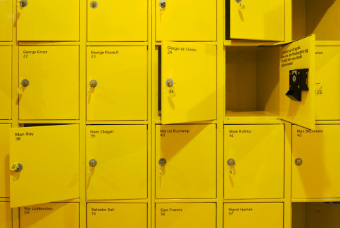 Yellow lockers at Moderna Museet Malmö