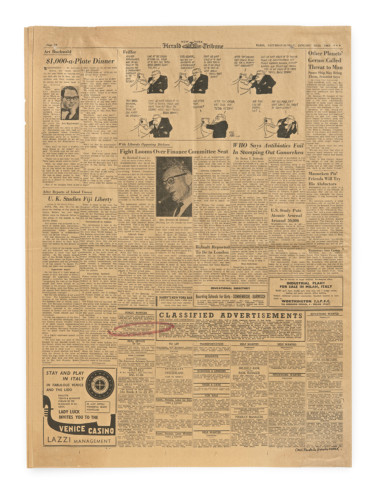 Page from newspaper. Artwork by Carl Fredrik Reuterswärd.