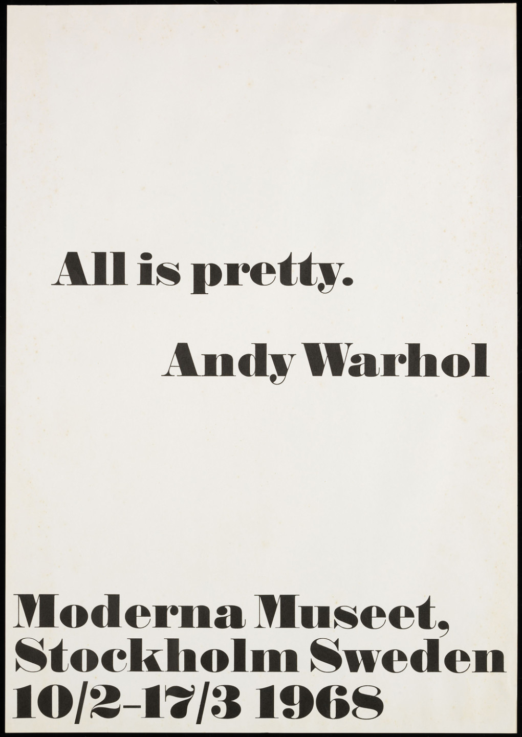 Text "All is pretty. Andy Warhol" in black on white background.