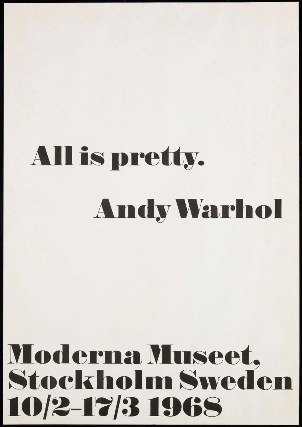 Text "All is pretty. Andy Warhol" i svart mot vit bakgrund.