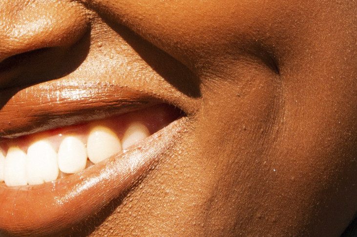 Closeup of smiling face.