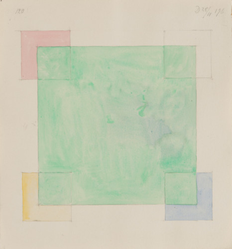 Målning med grön rektangel