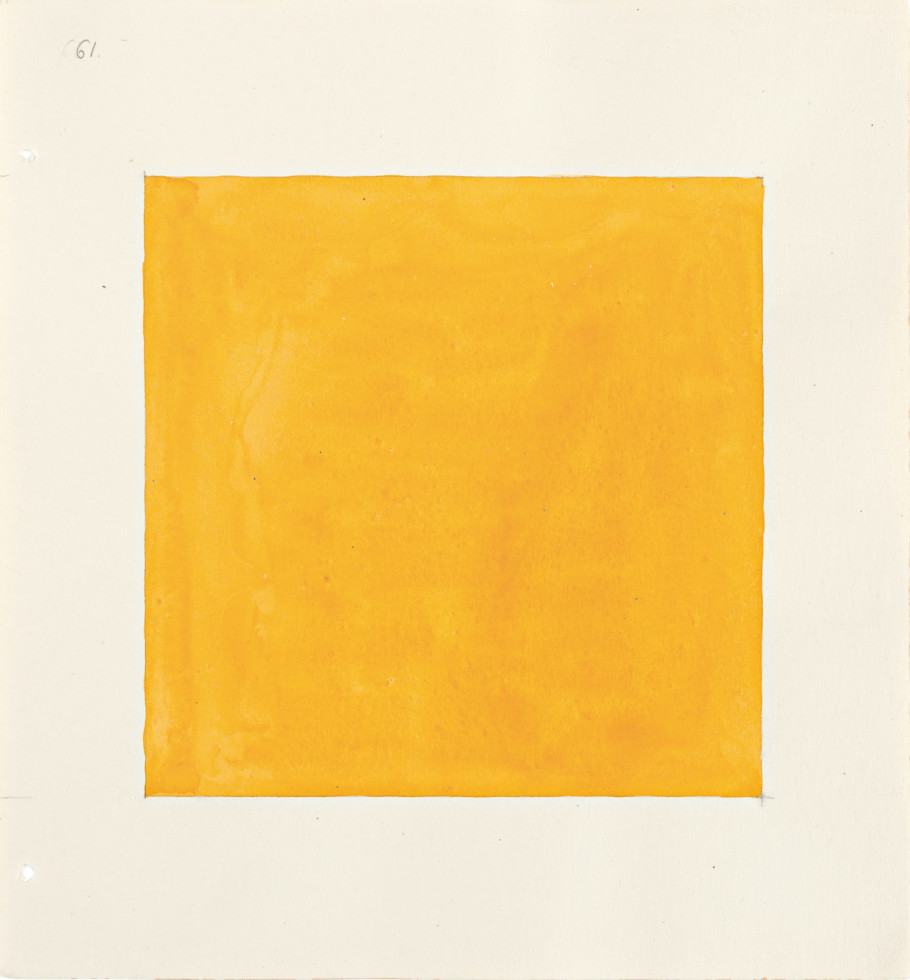 Målning med gul rektangel