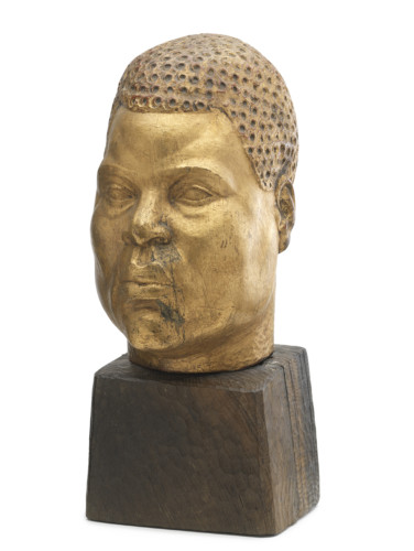 Skulptur av manshuvud
