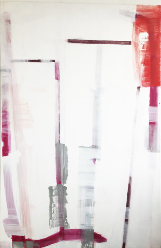 Abstract painting in white and red