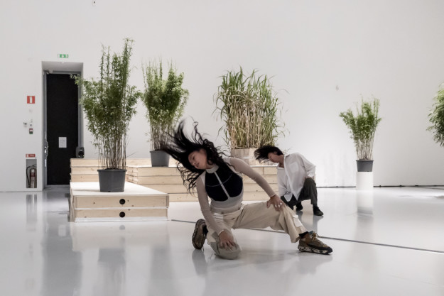 Photo of people and plants in exhibition room