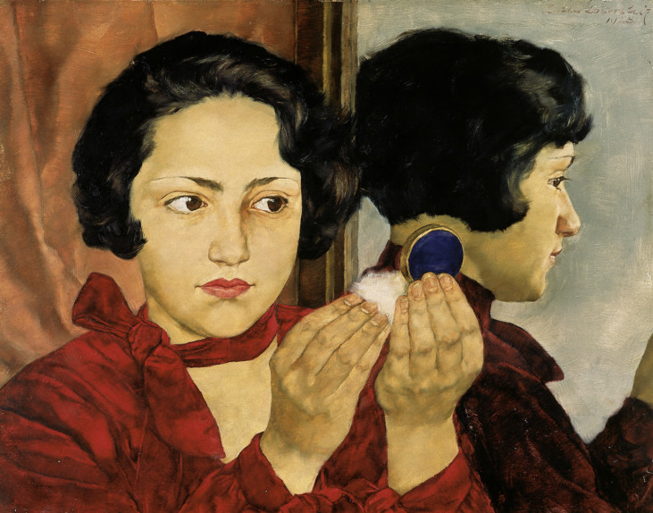 A girl with a powder box