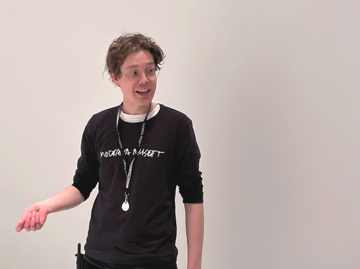 photo of man seemingly talking
