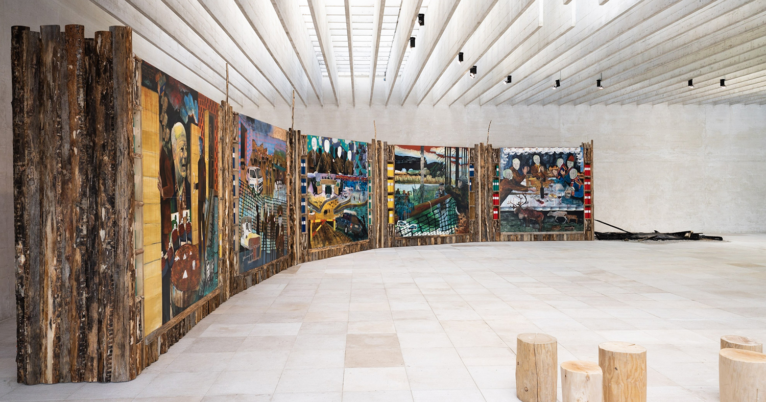 photo big installation with paintings