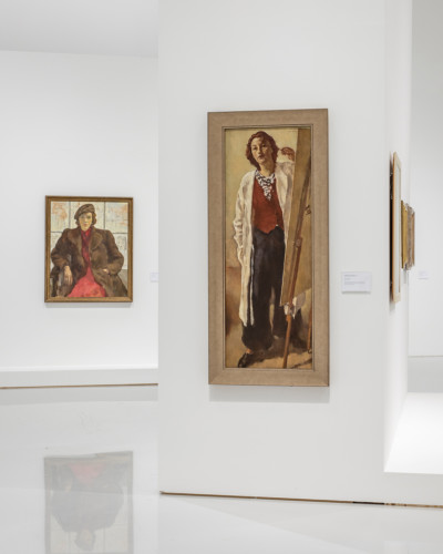 photo exhibition with two paintings