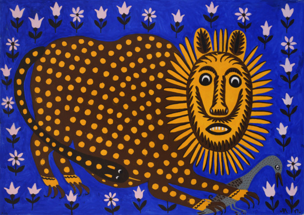 fantasy beast in yellow and blue