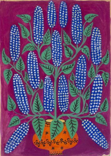 painting with flowers in vase