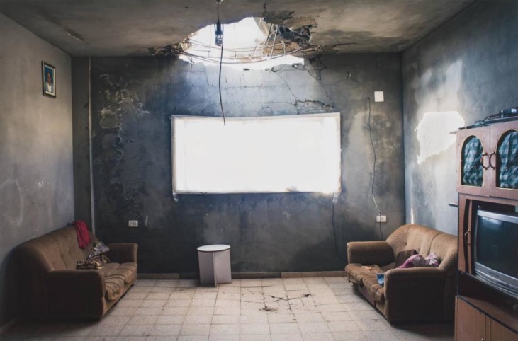 photo room with hole in ceiling