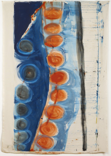 painting in blue and orange