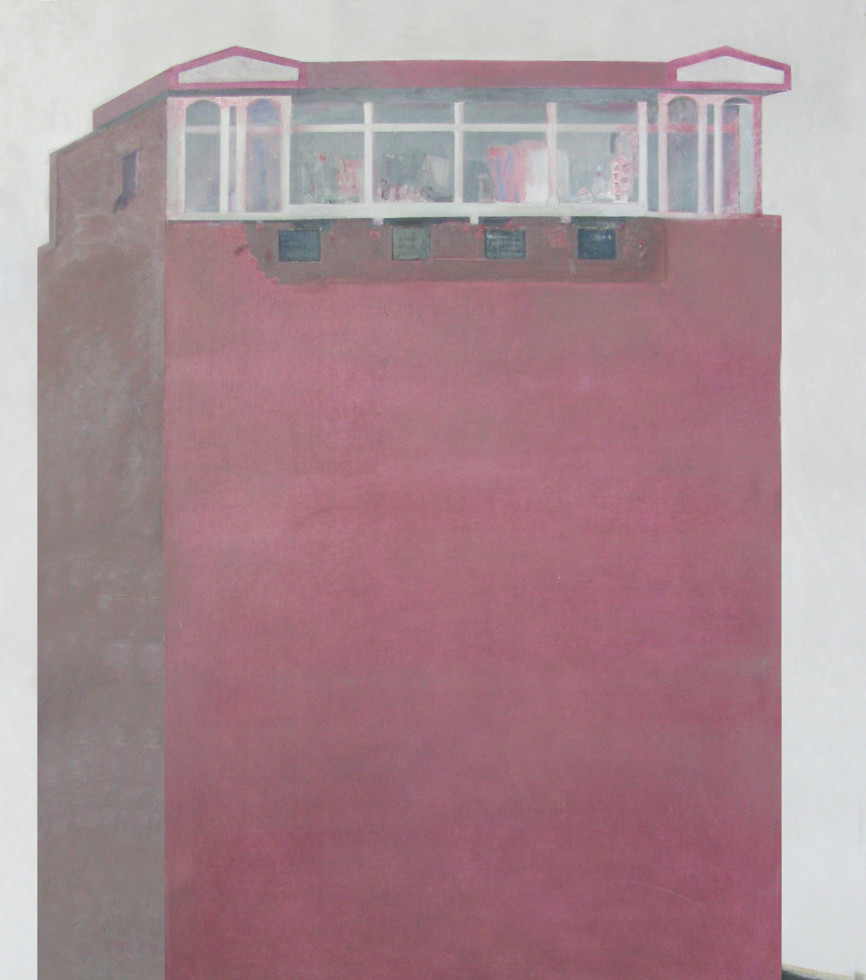 målning med byggnad