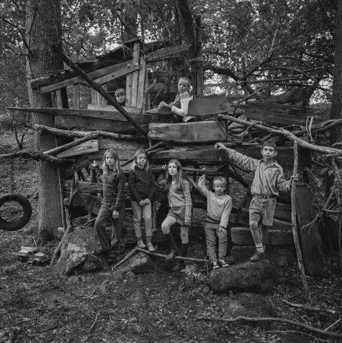 foto av barn vid trädkoja