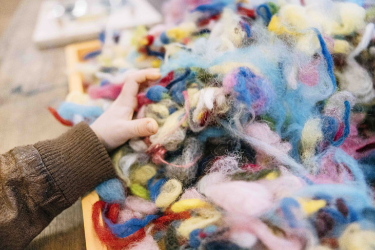 hand holding wool