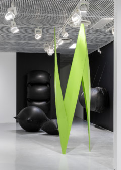 sculptures in exhibition room