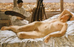 målning med konstnär och nakenmodell