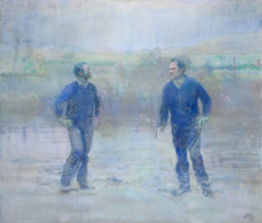 painting with two men talking