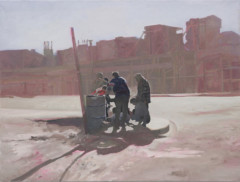 painting with street scene