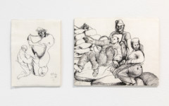 installationsvy med målningar