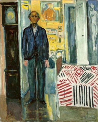 Self-portrait Between Clock and Bed, 1940-42