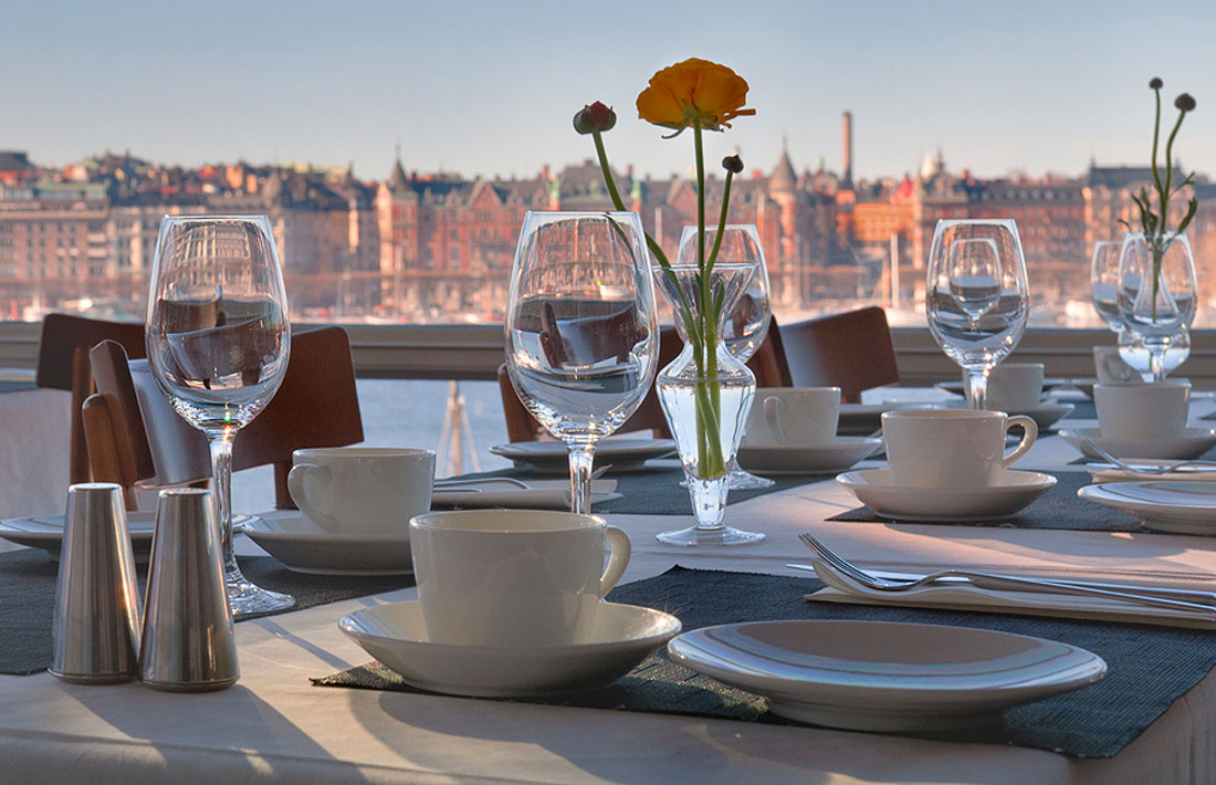 A set table at the Restaurant at Moderna Museet in Stockholm.