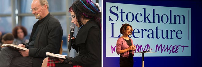 Stockholm Literature 2014: Björn Granath, Sofi Oksanen and Aminatta Forna. Photo: Åsa Lundén/Moderna Museet