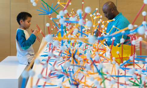 Child and adult building work by Olafur Eliasson