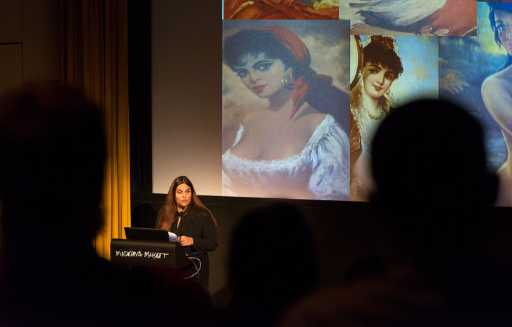 Timea Junghaus giving a lecture at the Moderna Museet