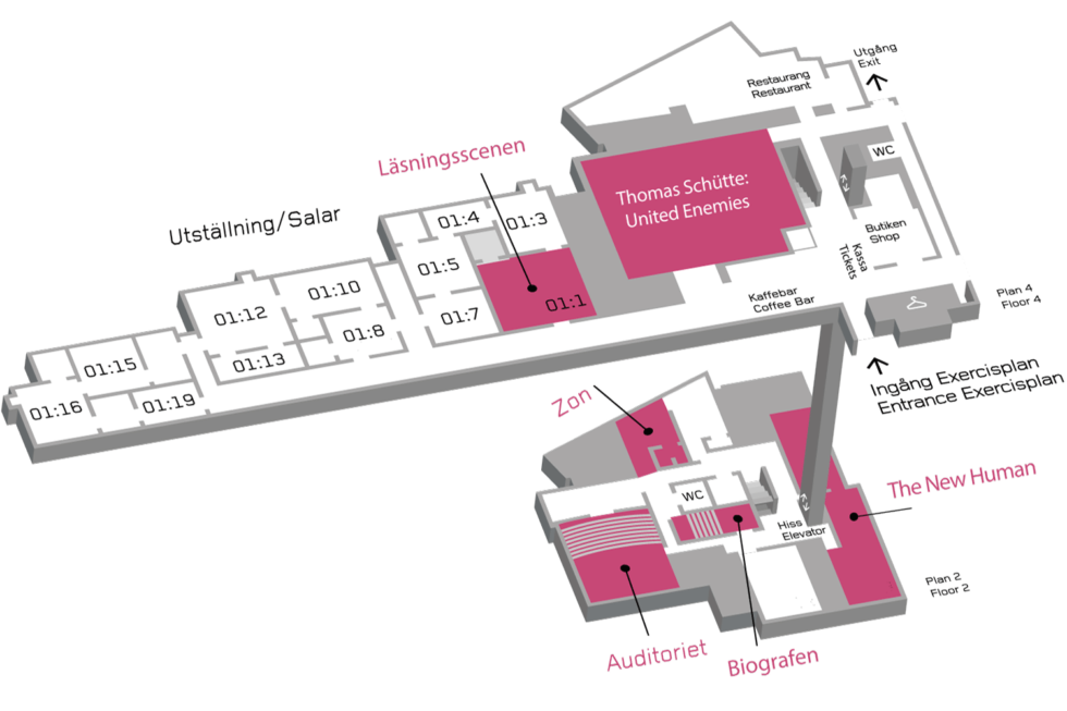 Map of Moderna Museet with information about Stockholm Literature festival.