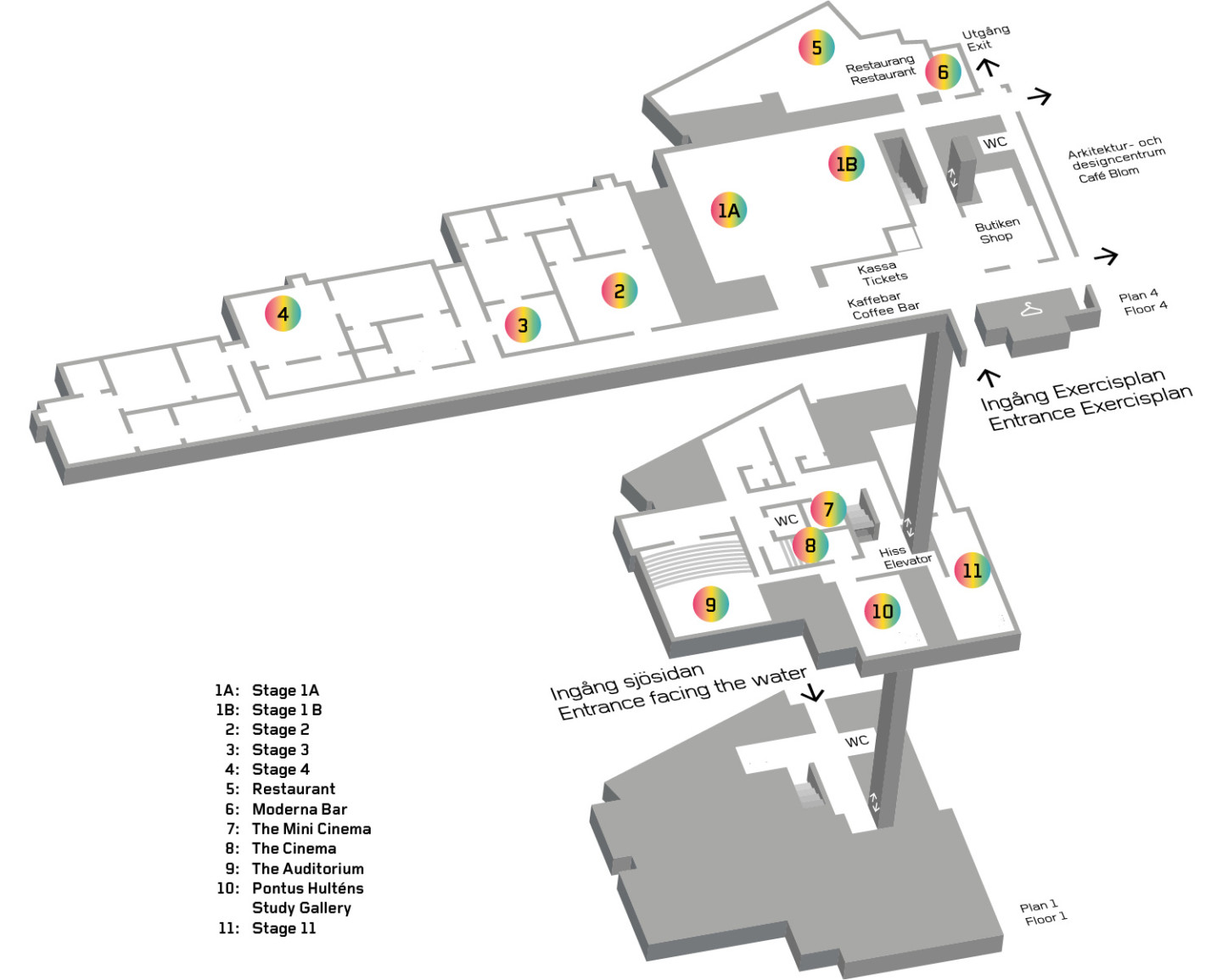 Karta över Moderna Museet under Filosoifik natt