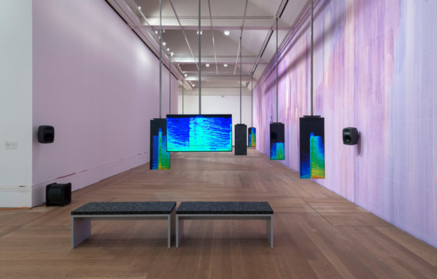 Installation view Manipulate the World – Connecting Öyvind Fahlström, Moderna Museet 2017