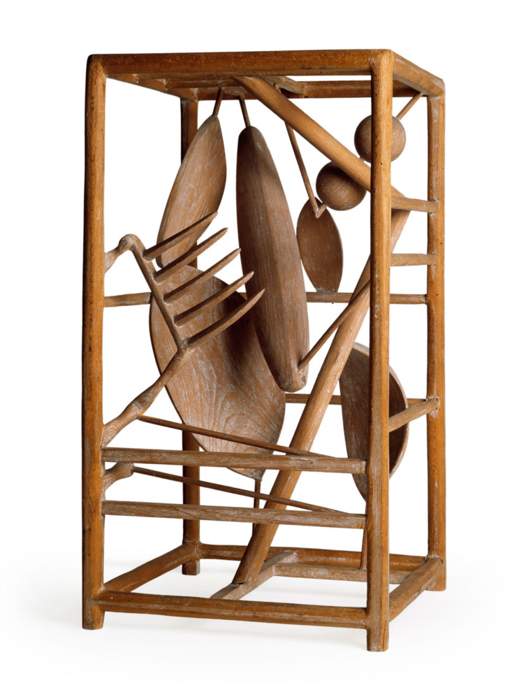 En träskulptur av Alberto Giacometti.