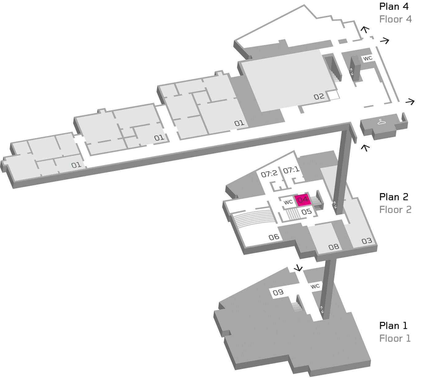 Karta över Moderna Museet med Minibion markerad i lila.