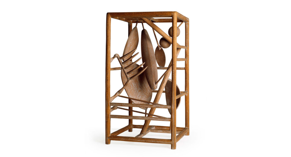 A wooden sculpture by Alberto Giacometti.
