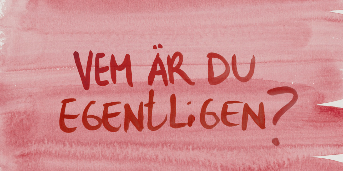 Red text that says "Who are you really?" against red-pink background