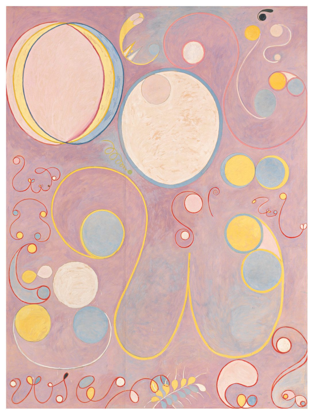 Rounds in pale, pink, yellow and red against a light purple background