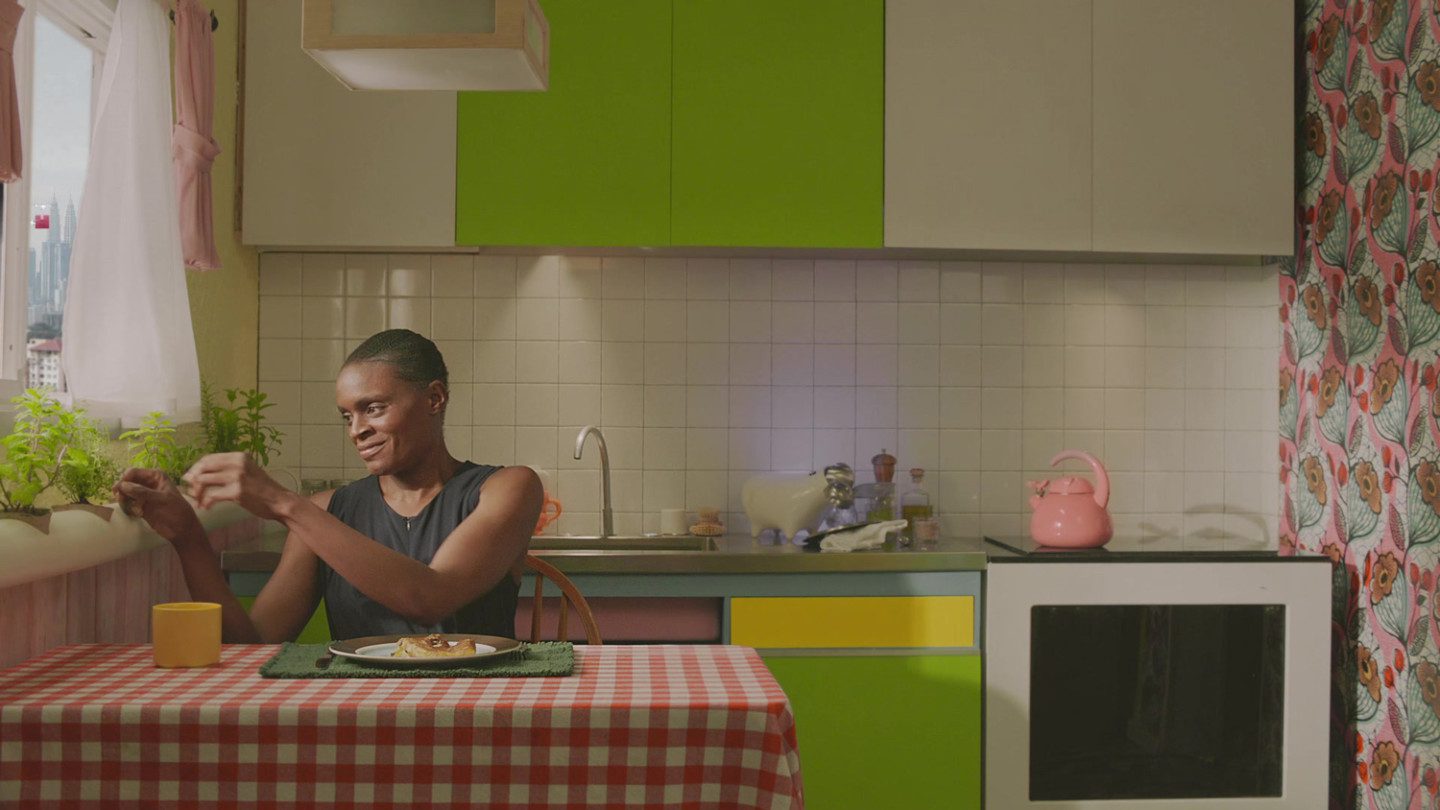 A person in a kitchen