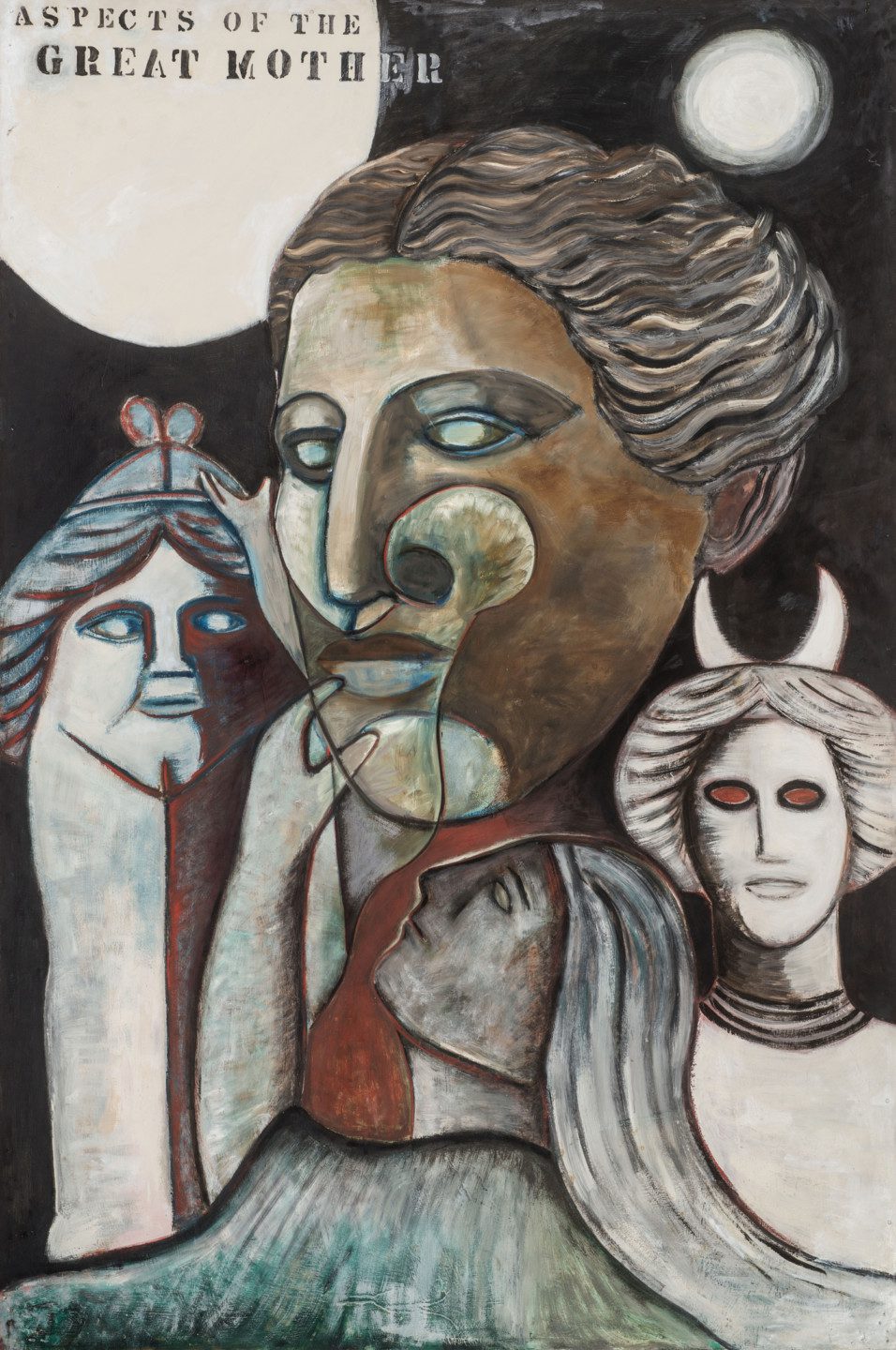 Painting. Female figures against a dark background.
