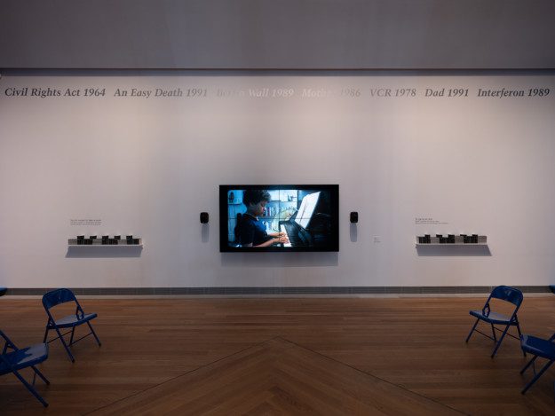 Installation view over the exhibition room "Black and Blue"
