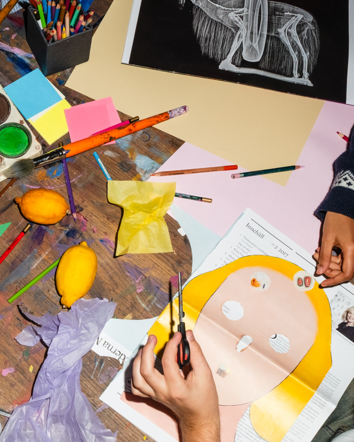 Skapande med kollage, målning och teckning